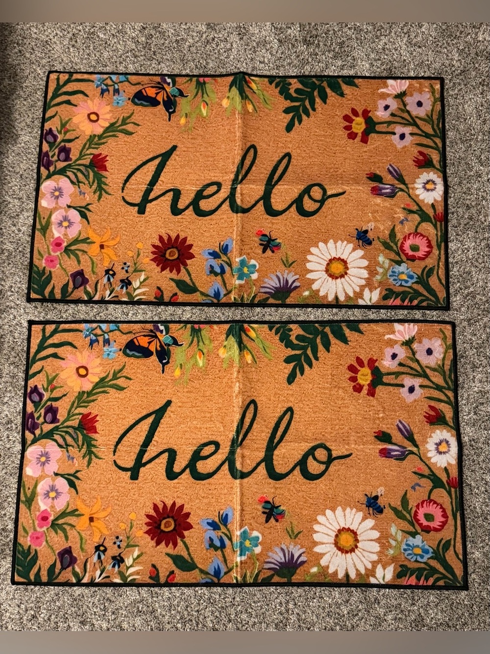 Hello Floral Doormats 17.5”x29.5”-Set of 2